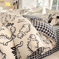 HKM-673427 Pure Cotton Four-Piece Sheet Set with Stripe, Geometric, and Cartoon Patterns