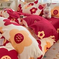 HKM-673427 Pure Cotton Four-Piece Sheet Set with Stripe, Geometric, and Cartoon Patterns