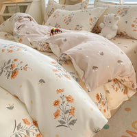 HKM-673427 Pure Cotton Four-Piece Sheet Set with Stripe, Geometric, and Cartoon Patterns