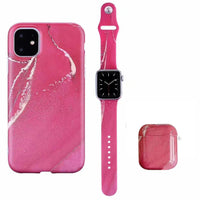 HKM-673811 Elegant Floral Marble Earphone Case Compatible with Apple Mobile Phone Cases