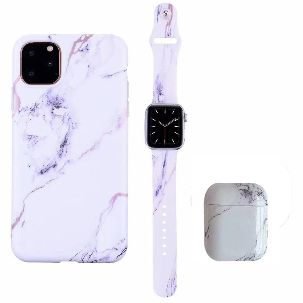HKM-673811 Elegant Floral Marble Earphone Case Compatible with Apple Mobile Phone Cases