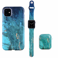 HKM-673811 Elegant Floral Marble Earphone Case Compatible with Apple Mobile Phone Cases
