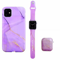 HKM-673811 Elegant Floral Marble Earphone Case Compatible with Apple Mobile Phone Cases