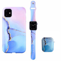 HKM-673811 Elegant Floral Marble Earphone Case Compatible with Apple Mobile Phone Cases