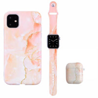 HKM-673811 Elegant Floral Marble Earphone Case Compatible with Apple Mobile Phone Cases
