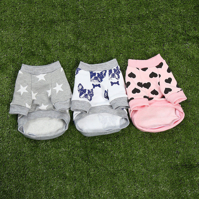 HKM-673875 Cute Pink Heart Dog Hoodie for Puppies - Cotton Blend Fabric, Various Sizes Available