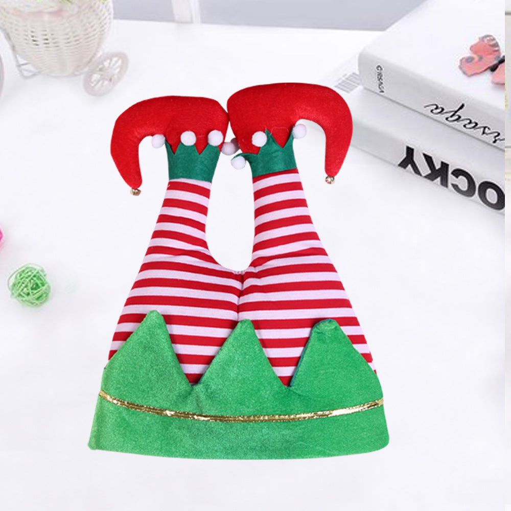 HKM-673875 Festive Flannel Christmas Hat in Red and Green