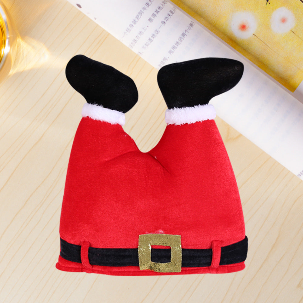 HKM-673875 Festive Flannel Christmas Hat in Red and Green