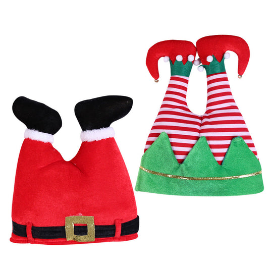 HKM-673875 Festive Flannel Christmas Hat in Red and Green