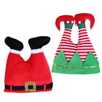HKM-673875 Festive Flannel Christmas Hat in Red and Green