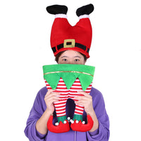 HKM-673875 Festive Flannel Christmas Hat in Red and Green