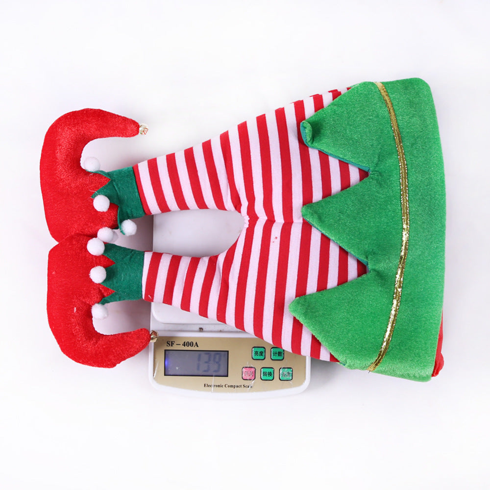 HKM-673875 Festive Flannel Christmas Hat in Red and Green