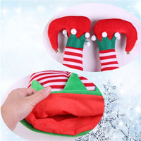 HKM-673875 Festive Flannel Christmas Hat in Red and Green