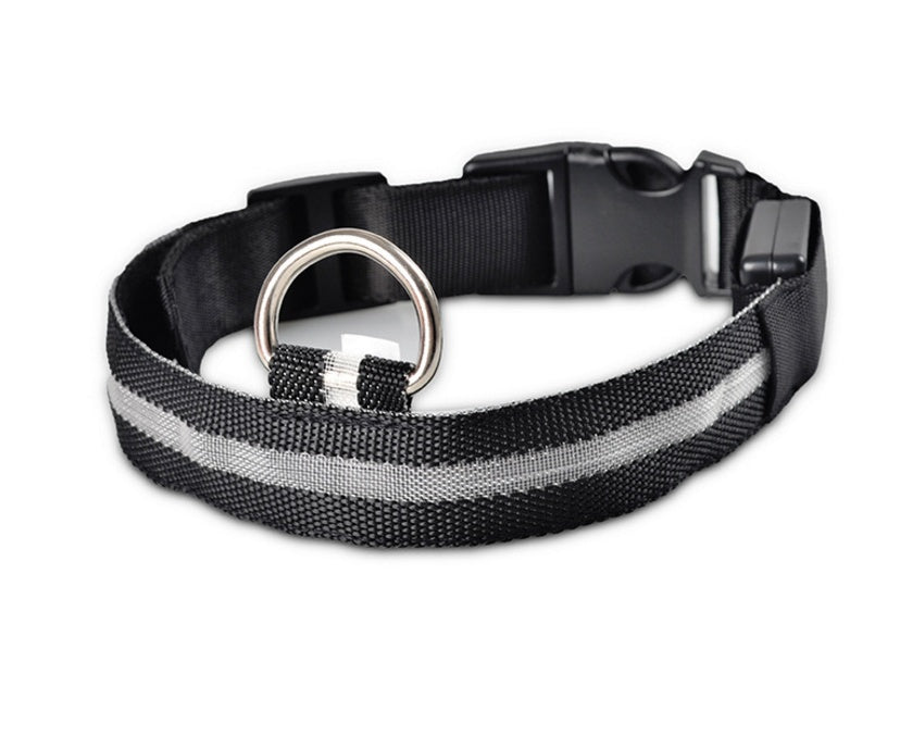 HKM-673939 Adjustable Nylon LED Dog Collar with Luminous Safety Light for Night Walking