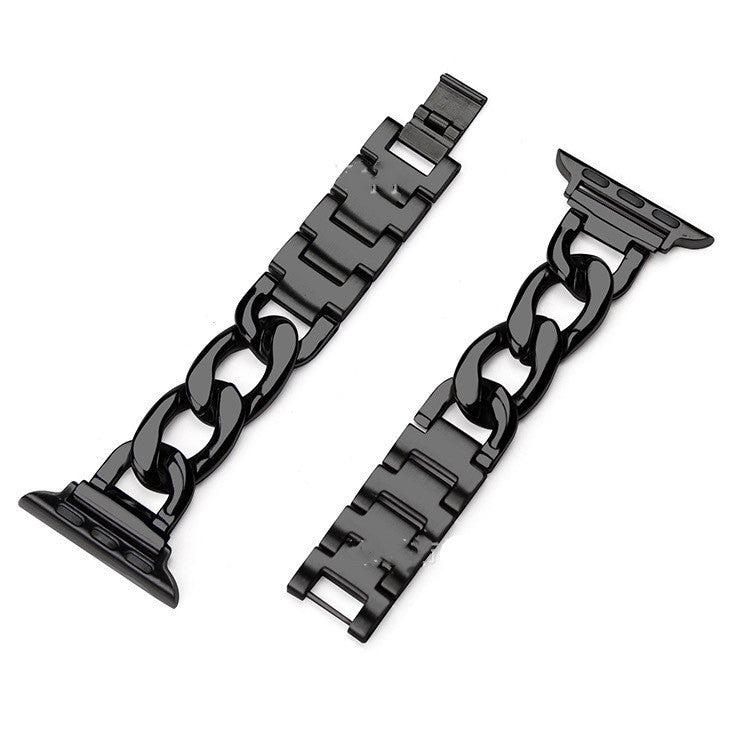 HKM-673939 Metal Single Row Denim Chain Strap for Apple-Compatible Devices - Multiple Colors Available