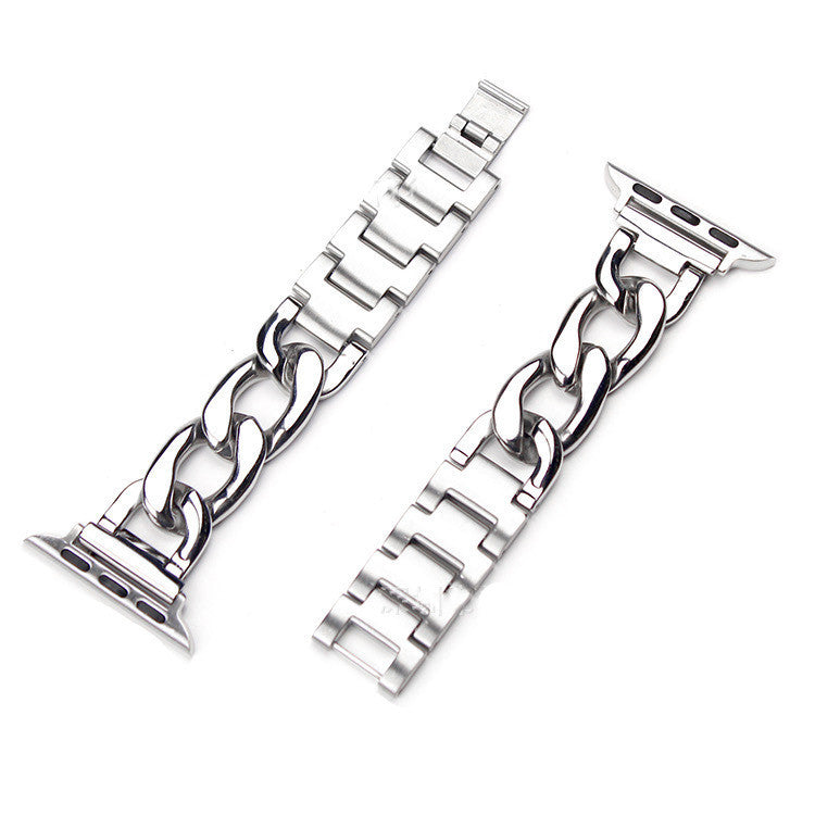 HKM-673939 Metal Single Row Denim Chain Strap for Apple-Compatible Devices - Multiple Colors Available