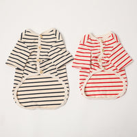 HKM-674003 Striped Cotton V-Neck Pet Shirt for Dogs - Red and Black, Multiple Sizes Available