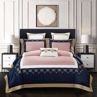 HKM-674195 Four-Piece Cotton Embroidered Bedding Set - 100% Pure Cotton, Reactive Dyeing, Satin Weaving