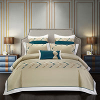 HKM-674195 Four-Piece Cotton Embroidered Bedding Set - 100% Pure Cotton, Reactive Dyeing, Satin Weaving
