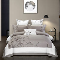 HKM-674195 Four-Piece Cotton Embroidered Bedding Set - 100% Pure Cotton, Reactive Dyeing, Satin Weaving