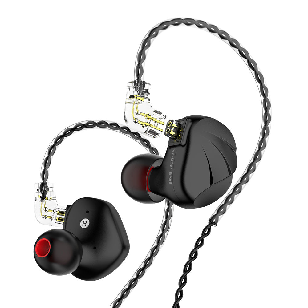 HKM-674323 1DD+6BA Hybrid Metal In-Ear Earphones with 3.5mm Plug, 22Ω Impedance, Optional Mic, Customizable Cable