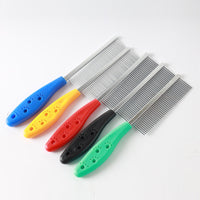 HKM-674579 Double-Row Stainless Steel Pet Comb for Dogs and Cats with Plastic and Wooden Handles