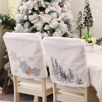 HKM-674643 Christmas Tree and Snowflake Decorative Plush Chair Covers - Soft Brushed Wool, 47x46cm