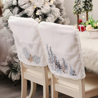 HKM-674643 Christmas Tree and Snowflake Decorative Plush Chair Covers - Soft Brushed Wool, 47x46cm