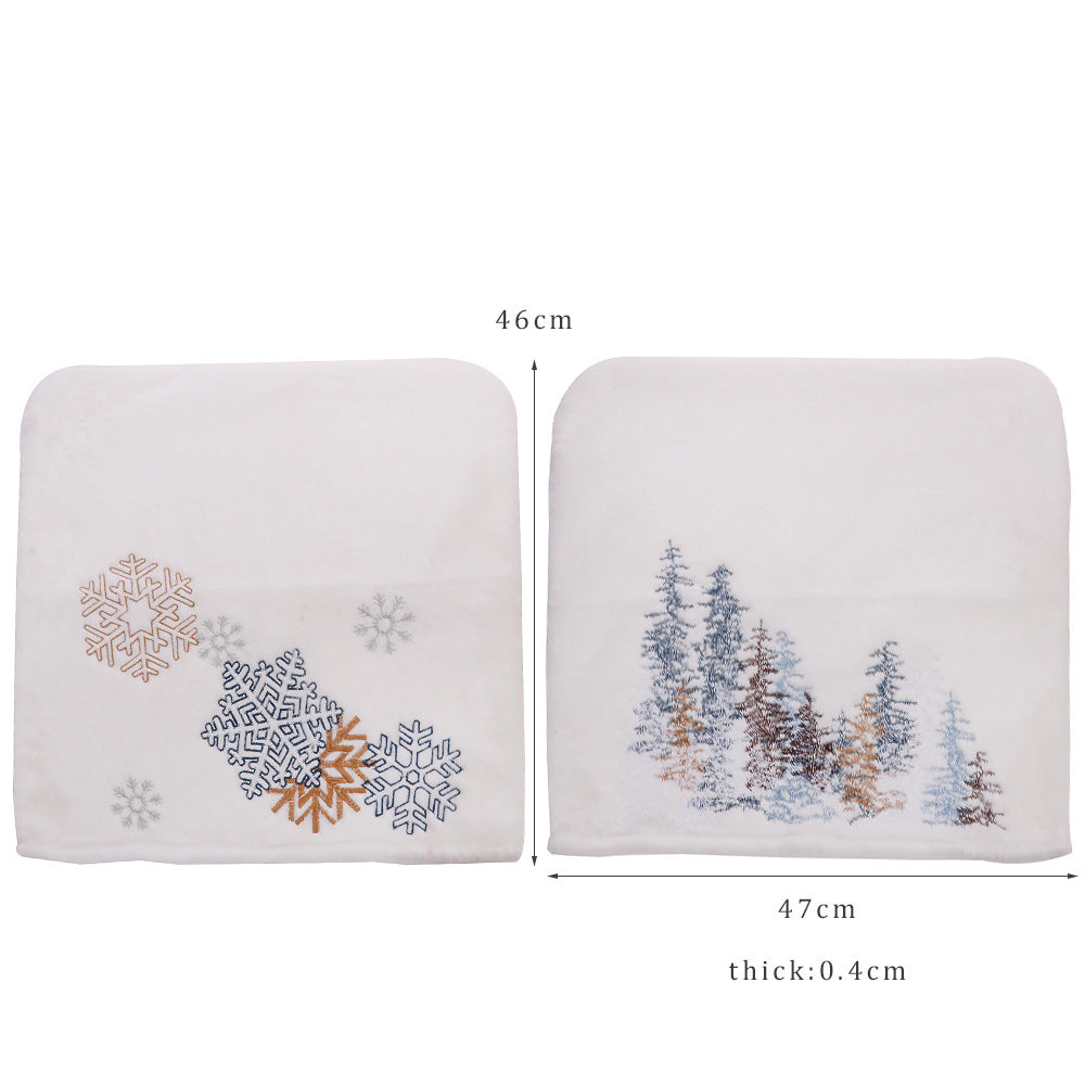 HKM-674643 Christmas Tree and Snowflake Decorative Plush Chair Covers - Soft Brushed Wool, 47x46cm