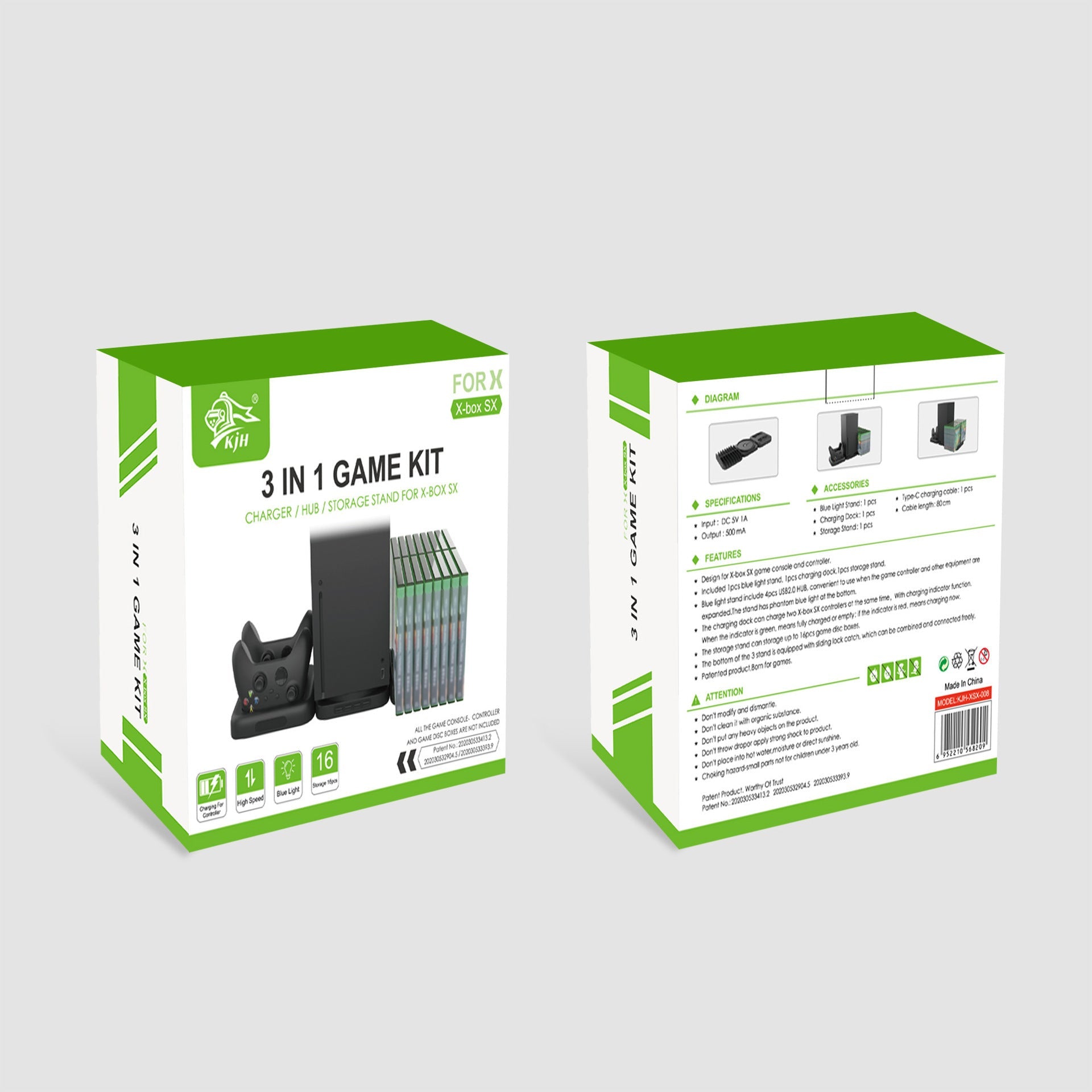 HKM-674771 Three-in-One Charging Station and Game Disc Storage Rack for Xbox Series X