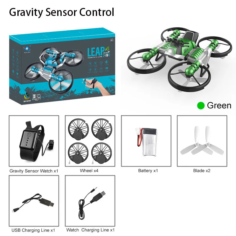 HKM-674835 2 in 1 Gesture Sensing Aerial Drone with HD Camera - Quadcopter for Indoor and Outdoor Use