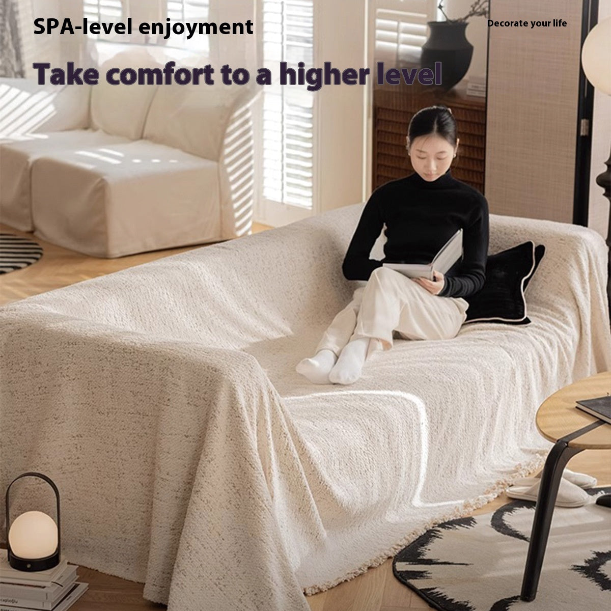 HKM-674835 Autumn and Winter Plush Yarn Sofa Slipcover Universal Blanket in Solid Colors