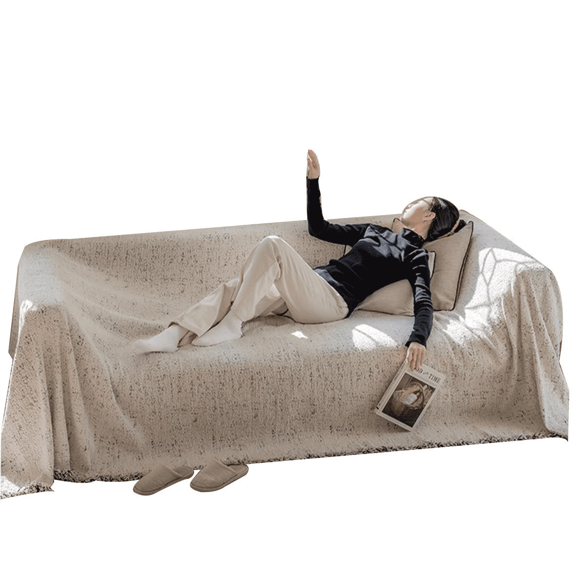 HKM-674835 Autumn and Winter Plush Yarn Sofa Slipcover Universal Blanket in Solid Colors