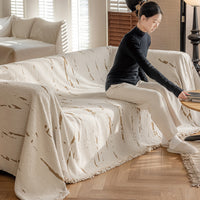 HKM-674835 Autumn and Winter Plush Yarn Sofa Slipcover Universal Blanket in Solid Colors