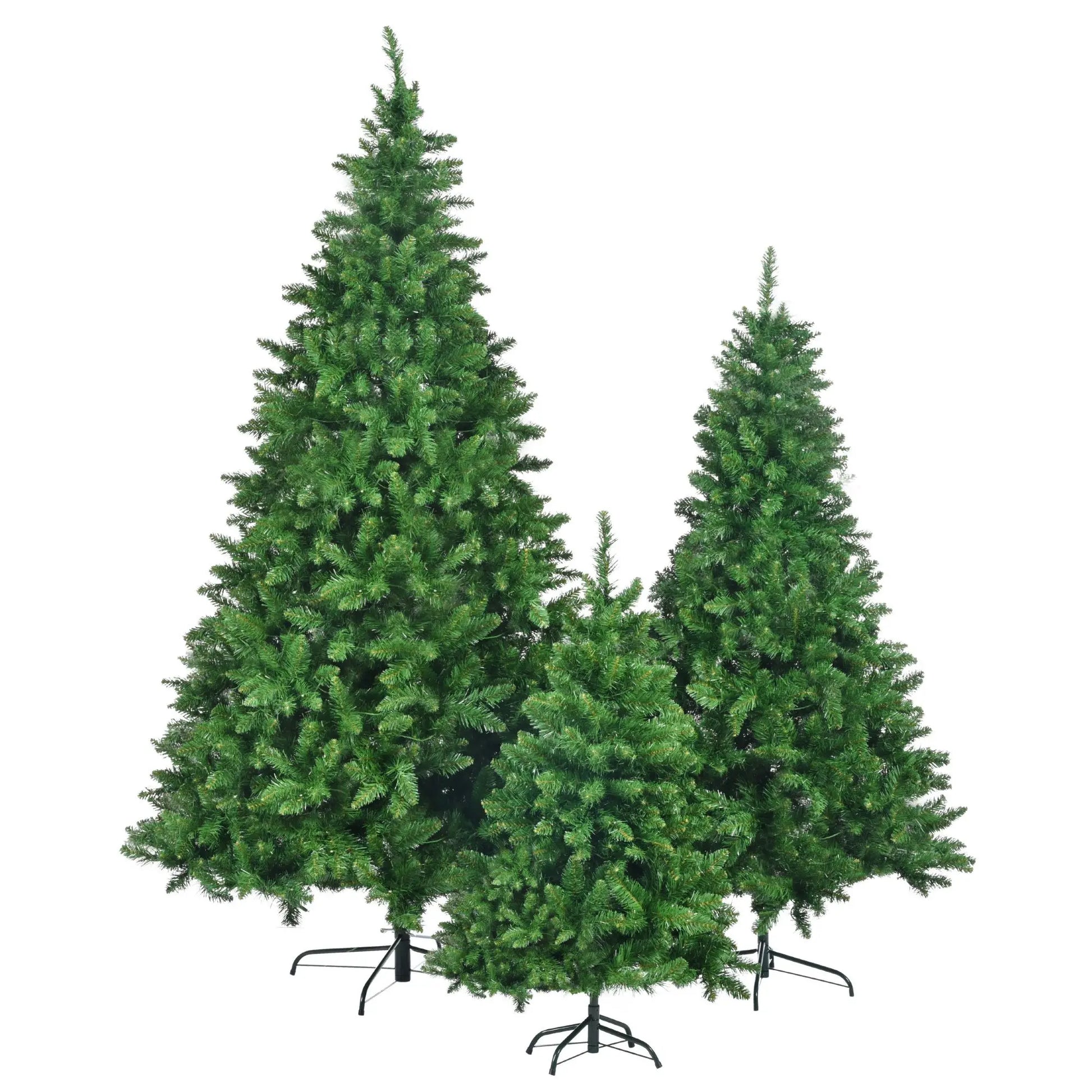 KTX-675027 Pre-Lit Hinged Christmas Tree Set - 8FT, 6FT, 4FT Pine Trees with 820 Warm Yellow LED Lights