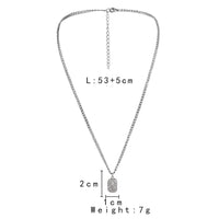 HKM-675091 Trendy Minimalist Square Plate Pendant Necklace for Men with Snake Chain