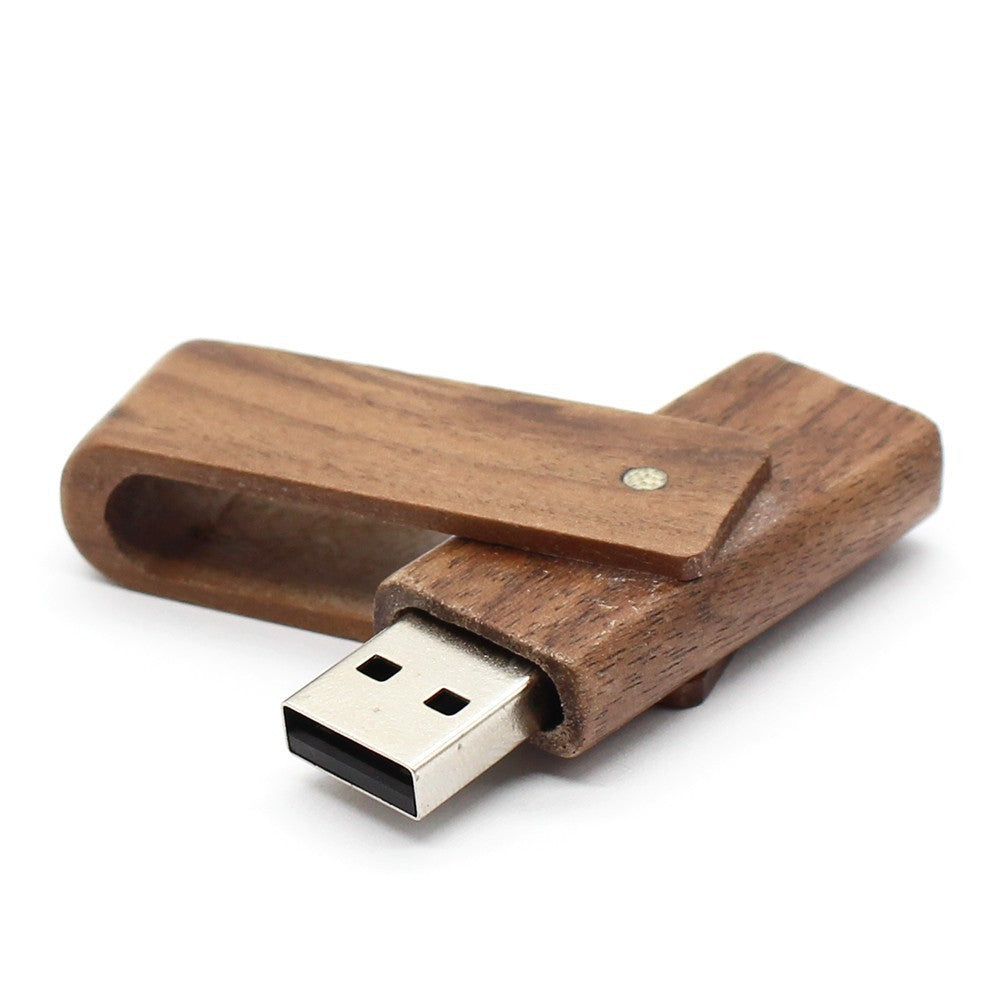 HKM-675091 Wooden USB Flash Drive with Rotating Clip - 20MB/s Read & 10MB/s Write Speeds