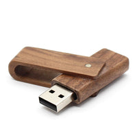 HKM-675091 Wooden USB Flash Drive with Rotating Clip - 20MB/s Read & 10MB/s Write Speeds