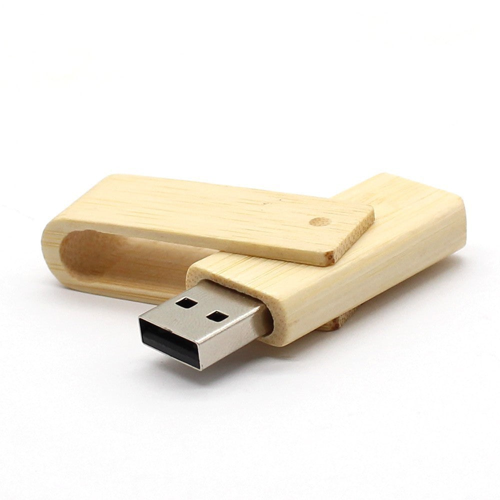 HKM-675091 Wooden USB Flash Drive with Rotating Clip - 20MB/s Read & 10MB/s Write Speeds