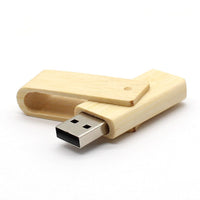 HKM-675091 Wooden USB Flash Drive with Rotating Clip - 20MB/s Read & 10MB/s Write Speeds