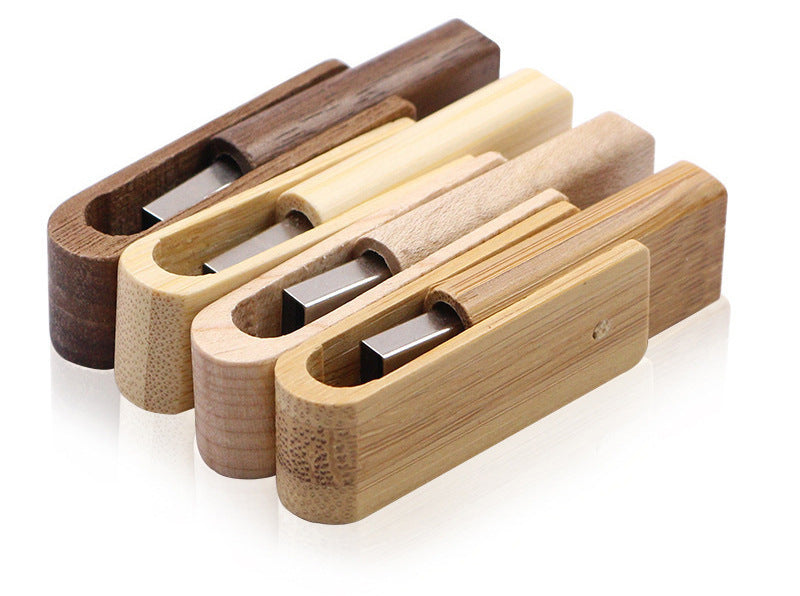 HKM-675091 Wooden USB Flash Drive with Rotating Clip - 20MB/s Read & 10MB/s Write Speeds