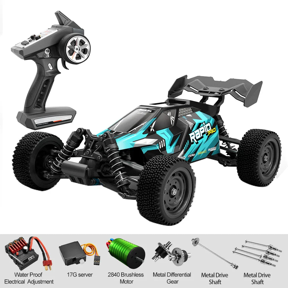 HKM-675411 1/16 Brushless RC Drift Truck with LED, 70km/h Speed, 2.4G Remote Control, Metal Alloy, Indoor/Outdoor Use