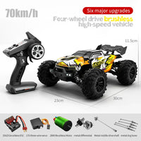HKM-675411 1/16 Brushless RC Drift Truck with LED, 70km/h Speed, 2.4G Remote Control, Metal Alloy, Indoor/Outdoor Use