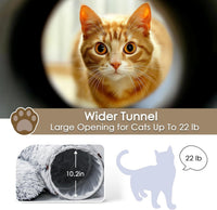 HKM-675411 Indoor Cat Tunnel Bed with Washable Soft Mat and Customizable Design – Spacious Grey Furry Cat Cave for Play and Rest