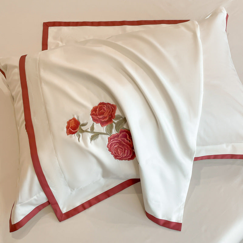 HKM-675411 Luxury Cotton Four-Piece Bedding Set in Solid Colors for 1.5m and 1.8m Beds