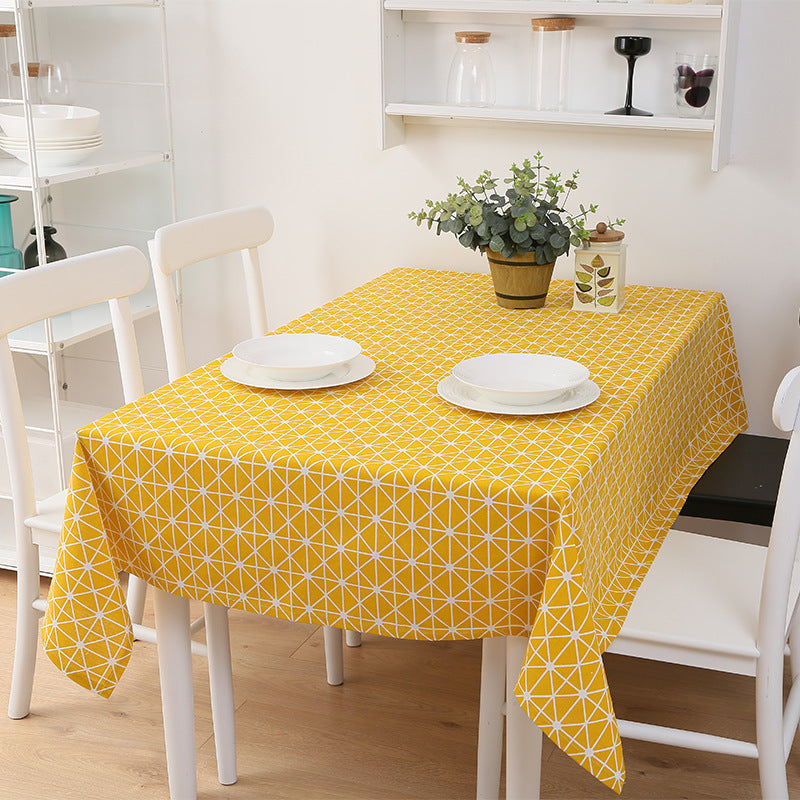 HKM-675411 Waterproof Rectangular Table Cover for Coffee Tables and Restaurants in Dark Gray and Yellow Mig