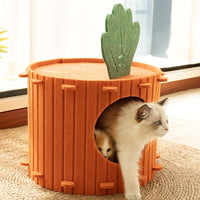HKM-675603 Carrot Cat Nest Tunnel - Cozy Semi-Enclosed Cat Bed for Comfort and Play, Size M & L Available