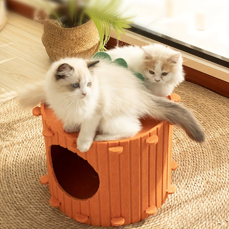 HKM-675603 Carrot Cat Nest Tunnel - Cozy Semi-Enclosed Cat Bed for Comfort and Play, Size M & L Available