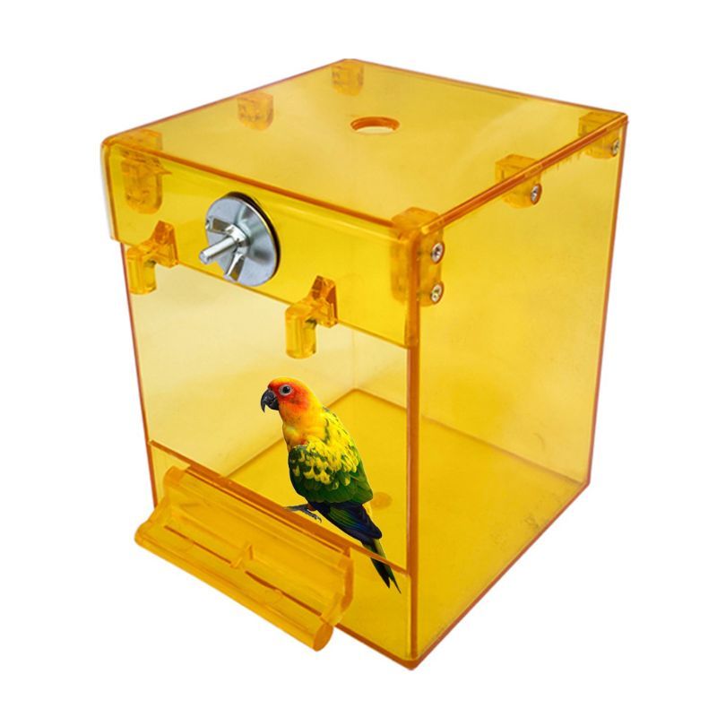 HKM-675667 Acrylic Bird Bath Square Basin for Small Birds - Perfect for Cockatiels, Budgerigars, and Canaries