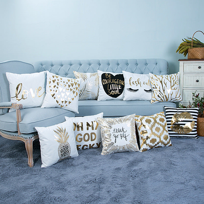 HKM-675795 Super Soft Pineapple Love Letter Silver Pillowcase Cushion for Car and Sofa